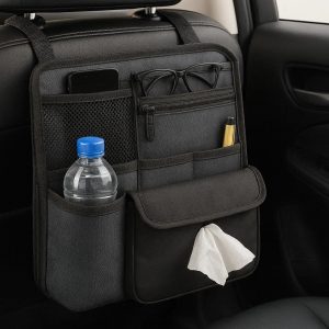 Hanging Car Organizer Bag with Trash Pocket - Multi-Function Console